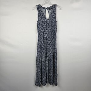 Lulus Dress Women's Small Sleeveless V-Neck Zip & Tie Dark Blue White Floral